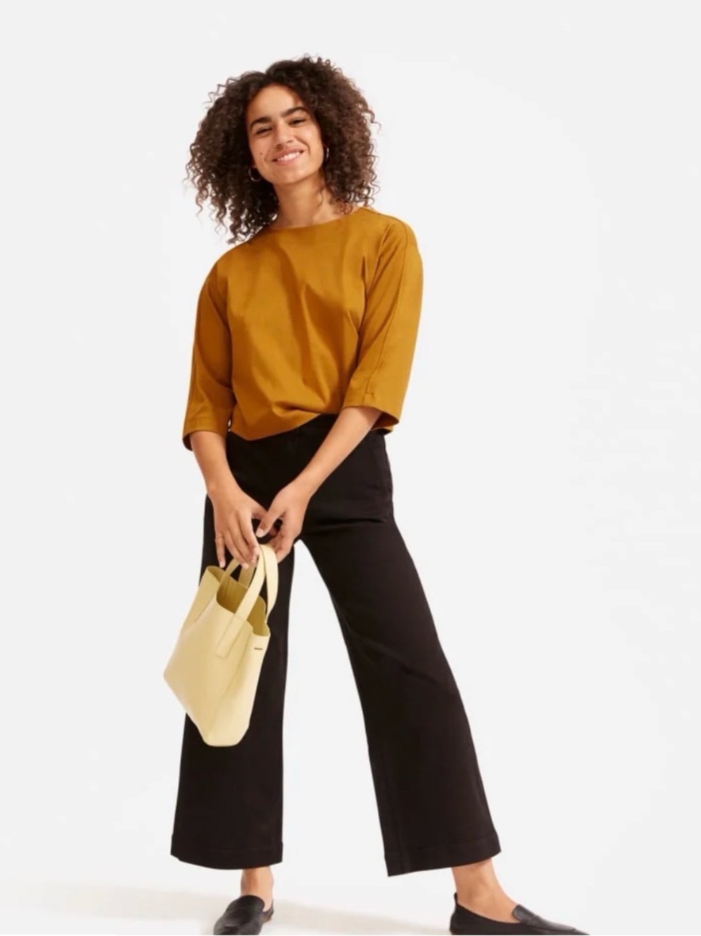 Everlane Wide-Leg Crop Pant in Ochre size 12